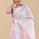 Wisteria Purple Kanjivaram Saree With Silver Zari