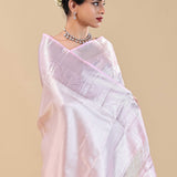 Wisteria Purple Kanjivaram Saree With Silver Zari