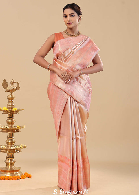 <img> Oriental Pink Kanjivaram Saree With Zari Weaving
