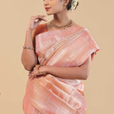 Oriental Pink Kanjivaram Saree With Zari Weaving