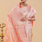 Oriental Pink Kanjivaram Saree With Zari Weaving