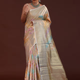 Silver Kanjivaram Tissue Saree With Rangkat Pattern