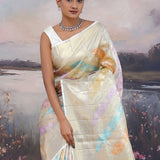 Beige Kanjivaram Saree With Gold Zari Border