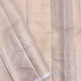 Beige Kanjivaram Saree With Gold Zari Border
