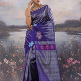 Deep Violet Kanjivaram Saree With Gold Zari Design