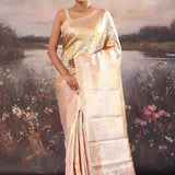 Peach Kanjivaram Tissue Saree With Rangkat Design