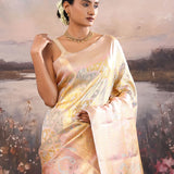 Peach Kanjivaram Tissue Saree With Rangkat Design