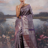 Deep Violet Kanjivaram Saree With Intricate Design