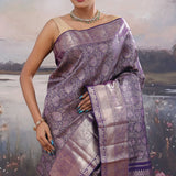 Deep Violet Kanjivaram Saree With Intricate Design