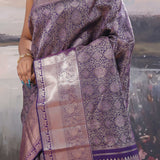 Deep Violet Kanjivaram Saree With Intricate Design