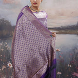 Deep Violet Kanjivaram Saree With Intricate Design