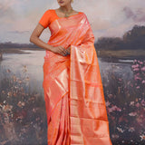 Portland Orange Kanjivaram Saree