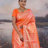 Portland Orange Kanjivaram Saree