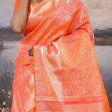 Portland Orange Kanjivaram Saree