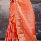 Portland Orange Kanjivaram Saree