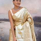Peach Kanjivaram Tissue Saree