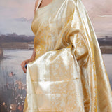 Peach Kanjivaram Tissue Saree