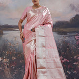 Flamingo Pink Kanjivaram Saree