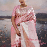 Flamingo Pink Kanjivaram Saree