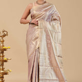 Lilac Kanjivaram Saree With Silver Zari