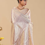 Lilac Kanjivaram Saree With Silver Zari