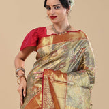 Fern Green Kanjivaram Saree With Floral Weaving