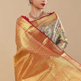 Fern Green Kanjivaram Saree With Floral Weaving