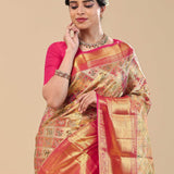 Multi-Color Kanjivaram Saree With Geometrical Patterns