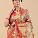 Multi-Color Kanjivaram Saree With Geometrical Patterns
