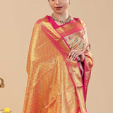 Multi-Color Kanjivaram Saree With Geometrical Patterns
