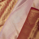 Crayola Peach Kanjivaram Saree With Contrast Border