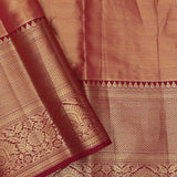 Crayola Peach Kanjivaram Saree With Contrast Border