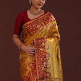 Golden Kanjivaram Tissue Saree With Designer Border