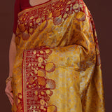Golden Kanjivaram Tissue Saree With Designer Border