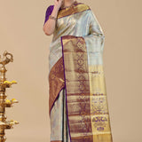 Pale Blue Kanjivaram Saree With Contrast Border
