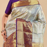 Pale Blue Kanjivaram Saree With Contrast Border