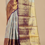 Pale Blue Kanjivaram Saree With Contrast Border