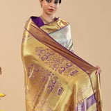 Pale Blue Kanjivaram Saree With Contrast Border