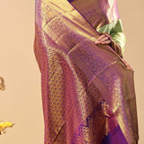Mint Green Kanjivaram Saree With Leaf Jaal