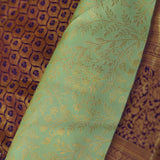 Mint Green Kanjivaram Saree With Leaf Jaal