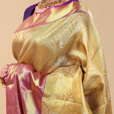 Light Gold Kanjivaram Saree With Jaal Weaving