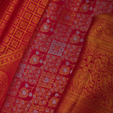 Red Kanjivaram Silk Saree With Geometrical Design