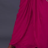 Bright Pink Chinon Crepe Indo-Western Skirt Set