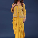 Sunflower Crepe Drape Saree