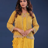 Sunflower Crepe Drape Saree