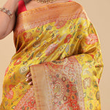 Yellow Kanjivaram Saree With Contrast Border