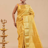 Golden Yellow Kanjivaram Saree With Gold Zari