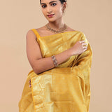 Golden Yellow Kanjivaram Saree With Gold Zari