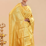 Golden Yellow Kanjivaram Saree With Gold Zari