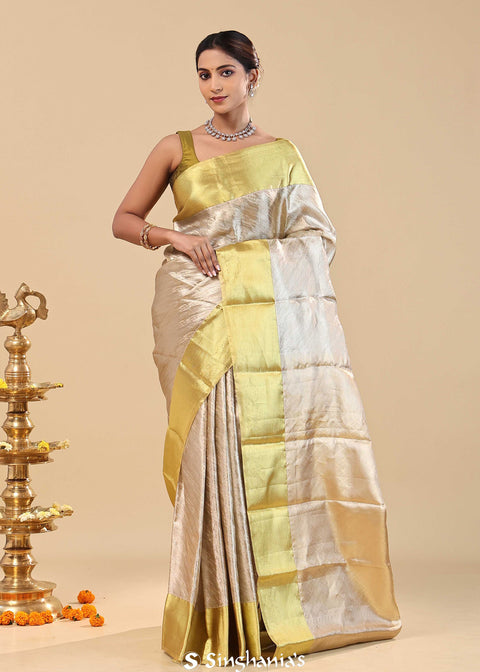 <img> Cold Turkey Kanjivaram Saree With Gold Border
